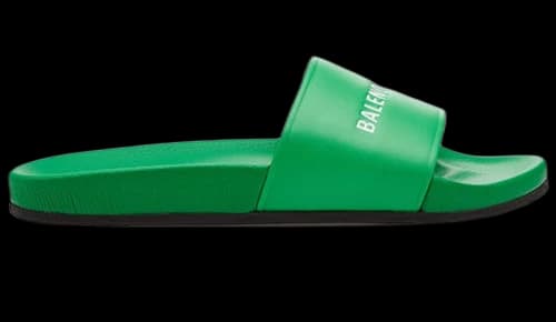 Balenciaga Leather Slides Green