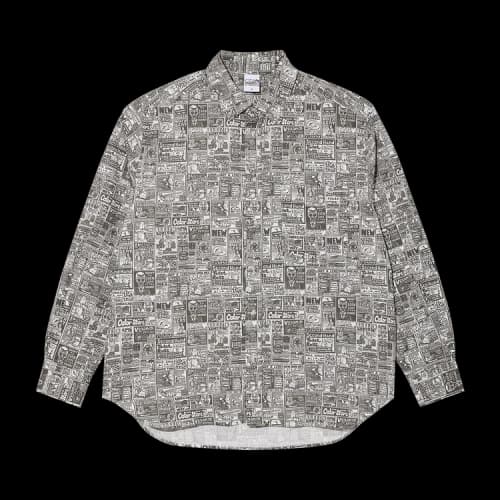 Polar Skate Co. Ben Long-Sleeve Newspaper Shirt 'Light Grey'