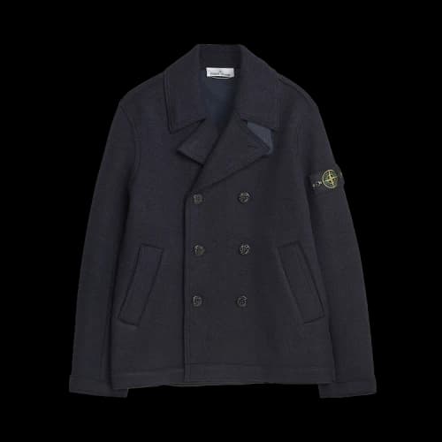 Stone Island Double Breasted Peacoat 'Navy Blue'