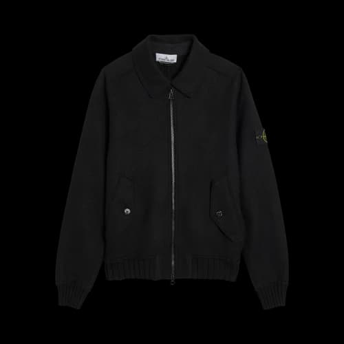 Stone Island Felted RWS Wool Cardigan 'Black'