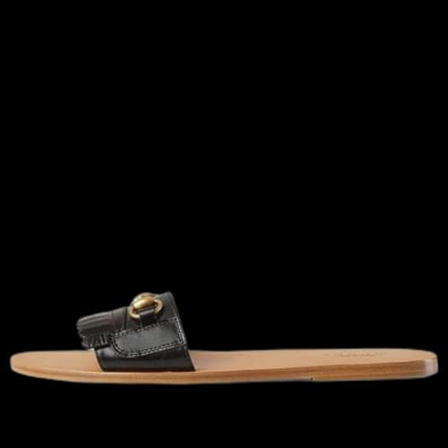 Gucci Leather Horsebit Black Brown Slippers