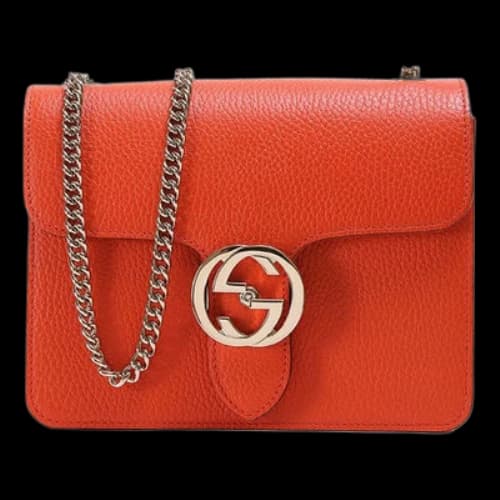 Gucci Leather Organ Crossbody Bag Single Shoulder Bag Orange (Women's)