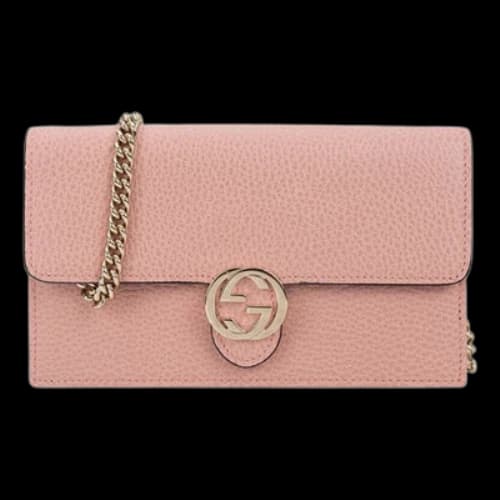 Gucci Logo Double G Leather WOC Chain Shoulder Messenger Bag Pink Classic (Women's)