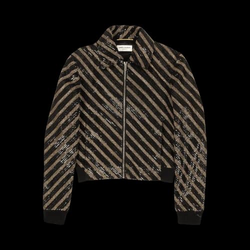 Saint Laurent Beaded Zip Up Jacket 'Black'