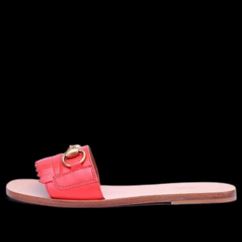Gucci Horsebit Accent Leather Slides 'Orange' (Women's)
