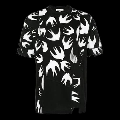 McQ Alexander McQueen Swallow Printing Knit Short Sleeve Unisex Black