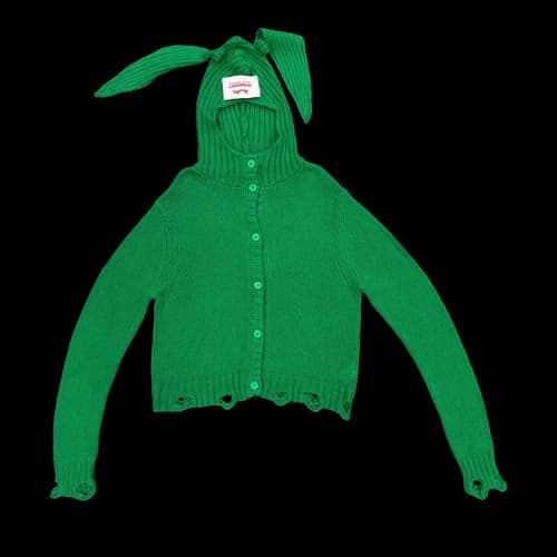 Charles Jeffrey Loverboy Rabbit Balaclava Cardigan 'Green'