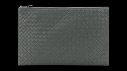 Bottega Veneta Lambskin Clutch Bag Grey