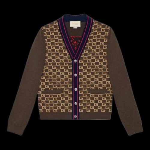 Gucci Square G Tiger Knit Cardigan 'Brown'