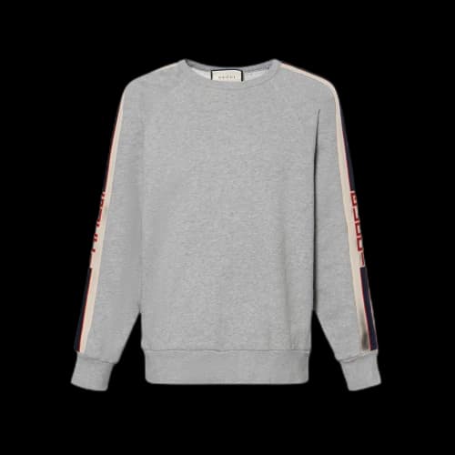 Gucci Logo Crewneck Sweatshirt Medium Grey/Milk Red