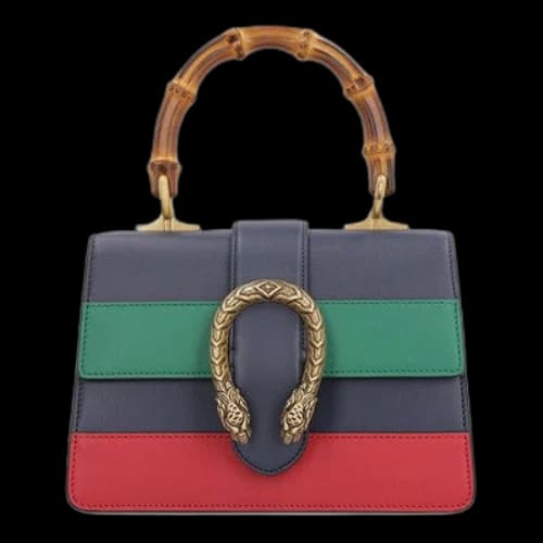 Gucci Dionysus Tiger Head Bamboo Stripe Leather Handbag 'Navy Blue Green Red' (Women's)