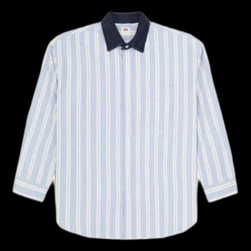 LEVI'S Levis Series Lapel Pure Cotton Stripe Long Sleeves Blue Shirt