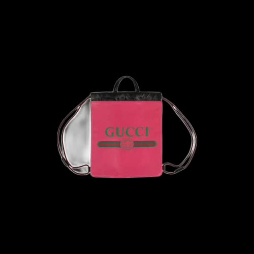 Gucci Pink Leather Logo Print Drawstring Backpack 'Pink'