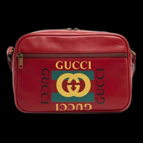 Gucci Print Retro Logo Printing Leather Camera Bag Shoulder Messenger Bag Red
