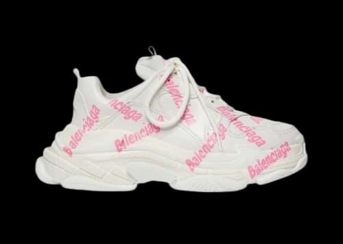 Balenciaga Triple S Logotype Trainers White Pink