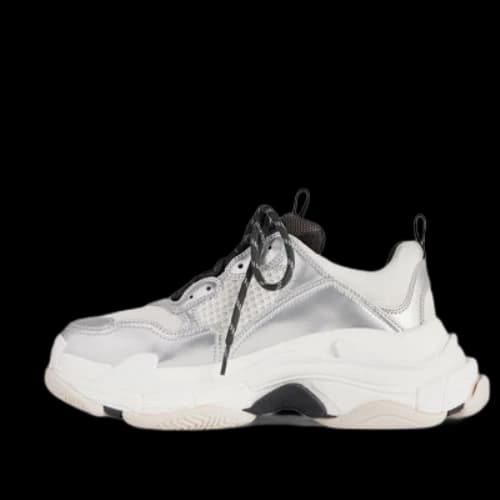 Balenciaga Triple S Sneakers 'Black White Silver Double Foam and Mesh' (Women's)