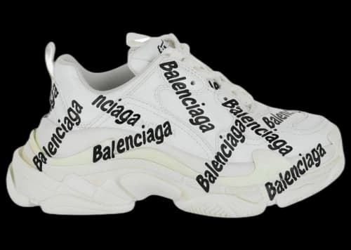 Balenciaga Triple S Allover Logo White Black (Women's)
