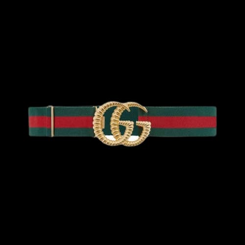 Gucci Web Elastic Belt With Torchon Double G Buckle 'Green/Red'