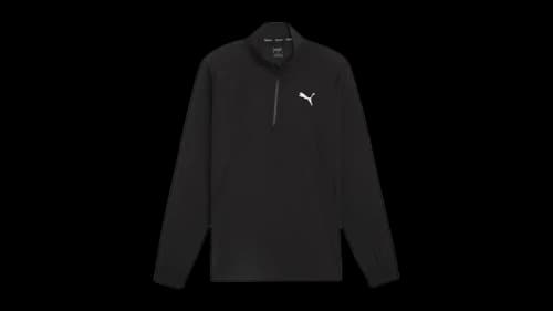 Puma Fit Woven Logo Mock Neck Long Sleeve Quarter Zip Pullover Black