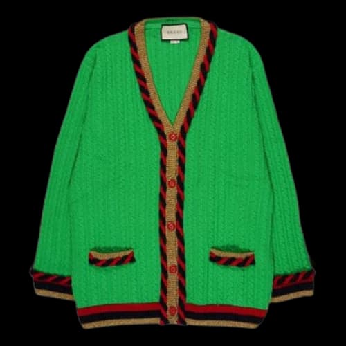 Gucci Stripe Splicing Loose Knit Cardigan Green (Women's)