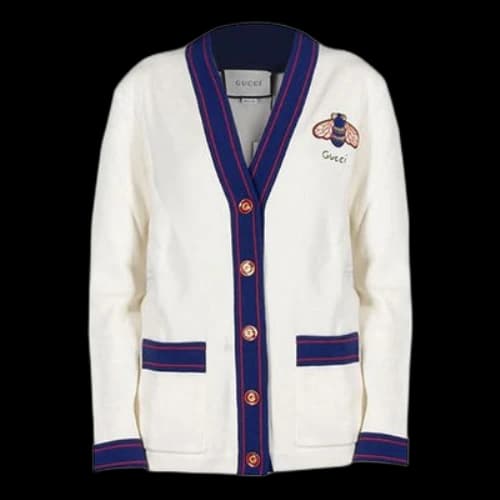Gucci Embroidery Single-Breasted Knitting Cardigan White (Women's)