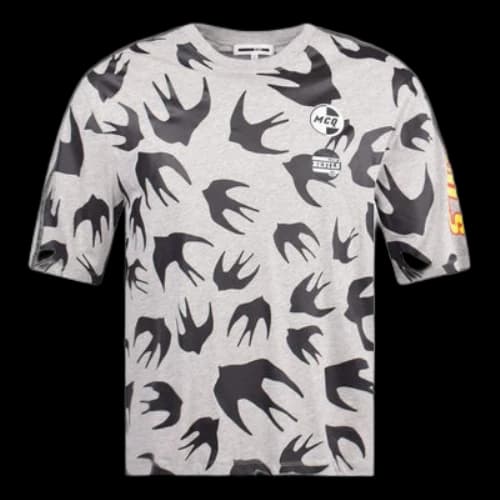 McQ Alexander McQueen Classic Printing Cotton Short Sleeve Unisex light grey