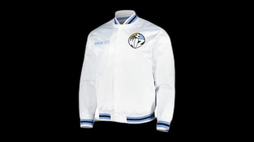 Mitchell & Ness Sporting Kansas City City Full-Snap Satin Jacket White