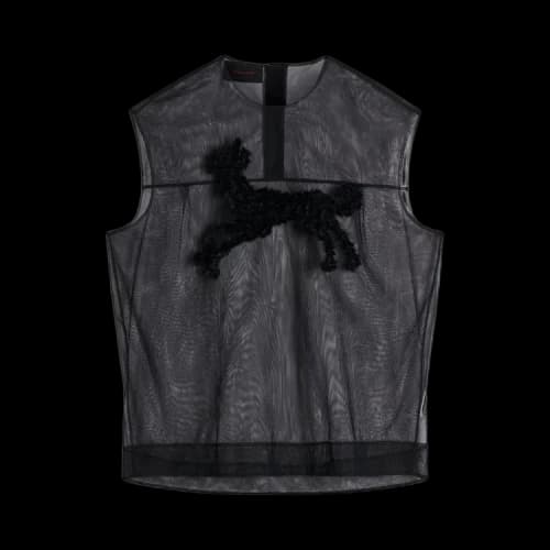 Simone Rocha Sheer Boxy Tank Top With Creature Embroidery 'Black'