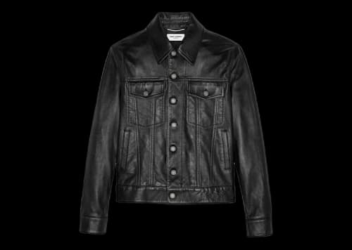 Saint Laurent Denim-Style Lambskin Leather Jacket Black