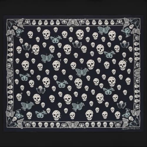 Alexander McQueen Classic Seasonal Butterfly Scarf 'Blue'