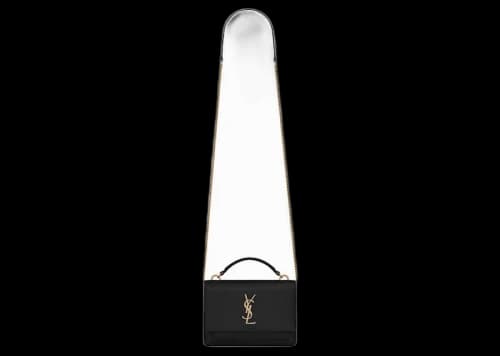 Saint Laurent Sunset Chain Wallet In Smooth Leather Noir