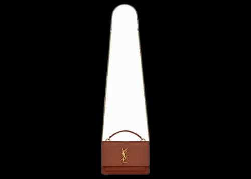 Saint Laurent Sunset Chain Wallet Dark Toffee