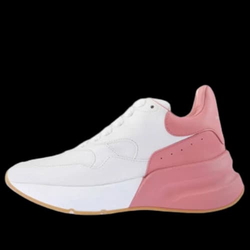 Alexander McQueen Oversized Runner Low Top Leather Sneakers with Mesh 'White Pink' (Women's)
