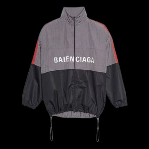 Balenciaga Two-Tone Logo-Print Shell Jacket 'Grey'