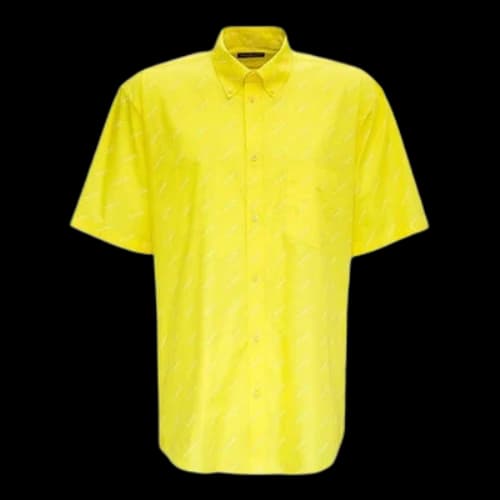 Balenciaga All Over Logo Shirt 'Yellow White'