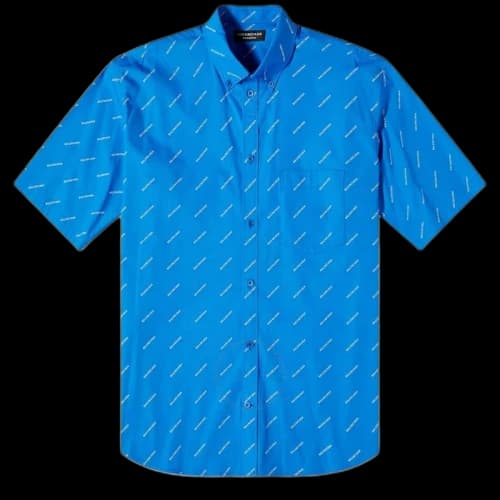 Balenciaga All-Over Logo S/S Shirt Blue