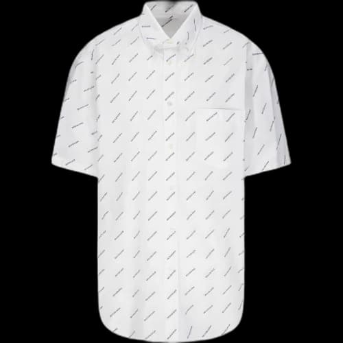 Balenciaga All Over Logo Shirt 'White Black'