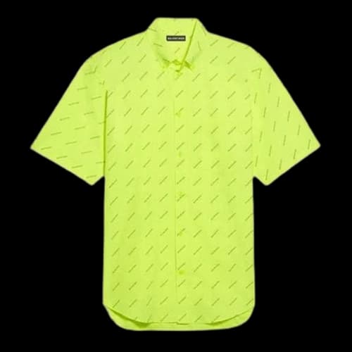 Balenciaga All Over Logo Shirt 'Neon Yellow'