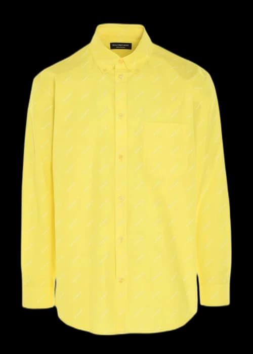 Balenciaga All Over Logo Shirt Yellow White