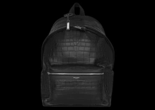 Saint Laurent City Backpack Crocodile Embossed Leather Black