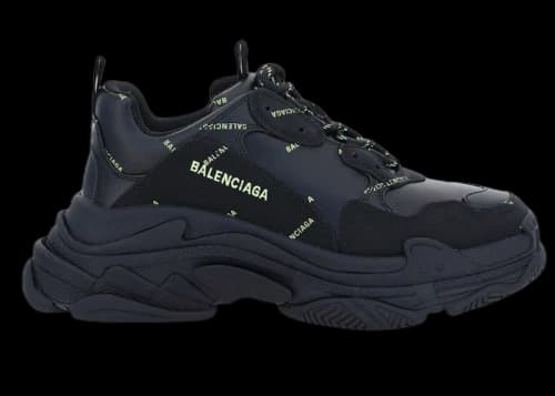 Balenciaga Triple S Allover Logo Black Green