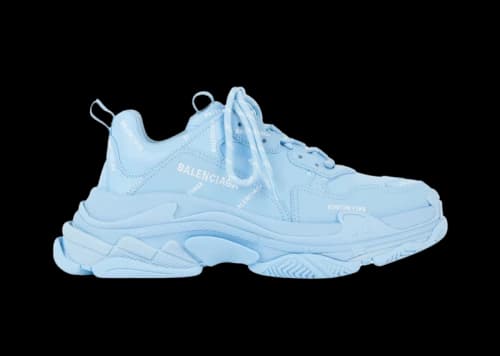 Balenciaga All Over Logo Triple S Blue Grey Black