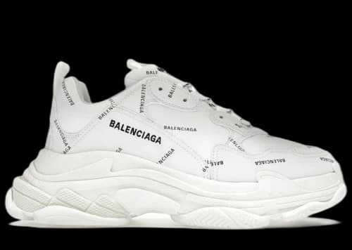 Balenciaga All Over Logo Triple S White Black