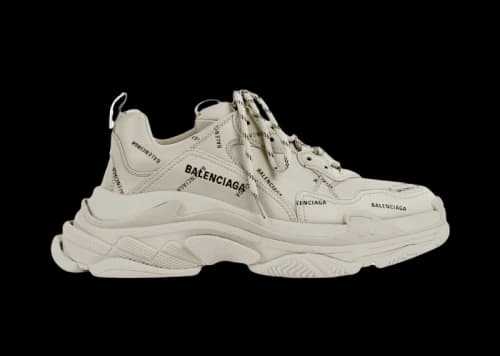 Balenciaga All Over Logo Triple S Beige Black