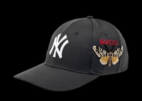 Gucci NY Yankees Embroidered Butterfly Baseball Cap Black