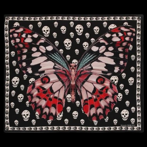 Alexander McQueen Giant Butterfly and Skull Scarf 'Grey'