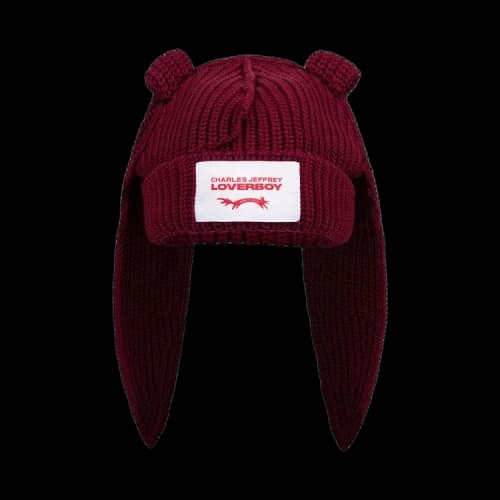 Charles Jeffrey Loverboy Chunky Rabbit Beanie 'Bordeaux Red'