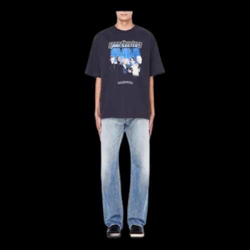 Balenciaga Speed Hunters Black Blue Band Short Sleeve Gray