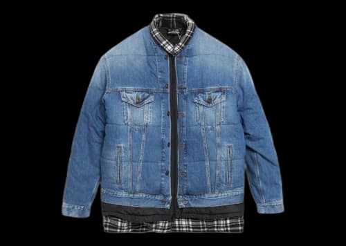 Balenciaga Denim Bomber Jacket Blue/Black/White