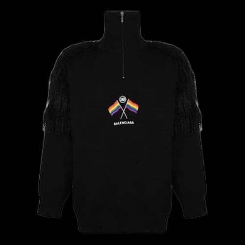 Balenciaga LGBTQ Flag Zip Up Turtleneck Sweater 'Black'